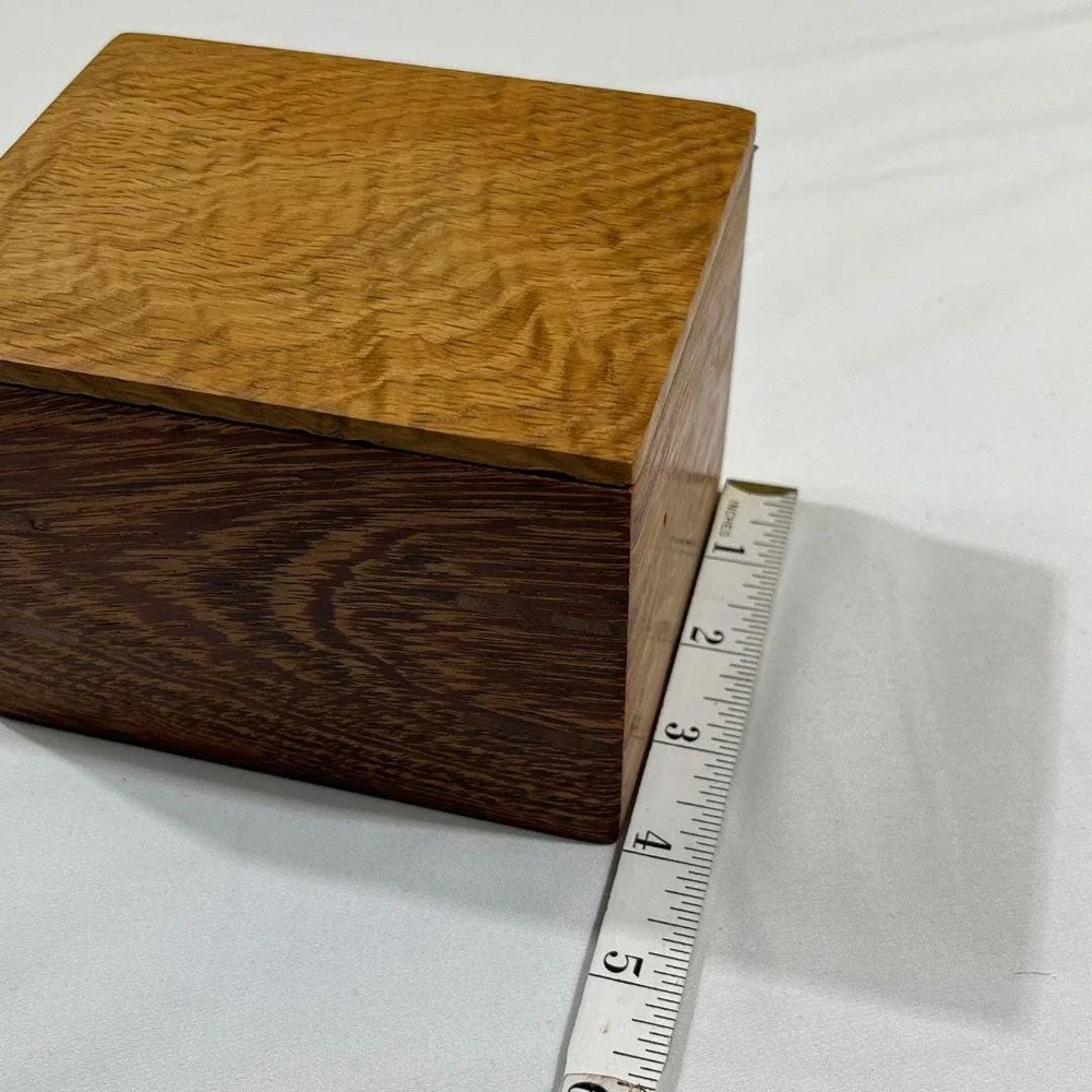 Handcrafted Andira Wood Keepsake Box with White Oak Lid, Custom Wood Storage